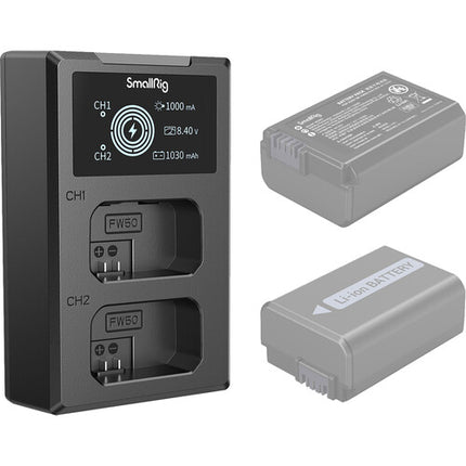 SmallRig Cargador de Batería NP-FW50 para Sony Dos Bahías USB-C