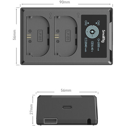 SmallRig LP-E6NH Cargador de Batería para Cámaras Canon Duales USB-C