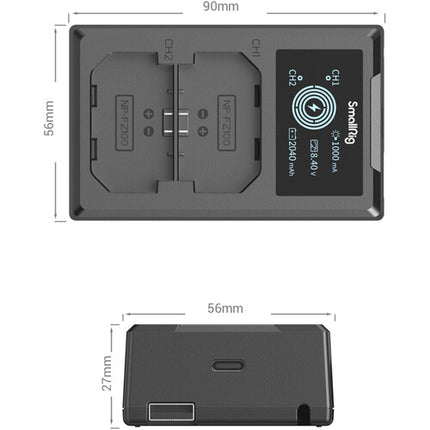 SmallRig NP-FZ100 Cargador de Batería para Cámara Sony Dos Bahías USB-C