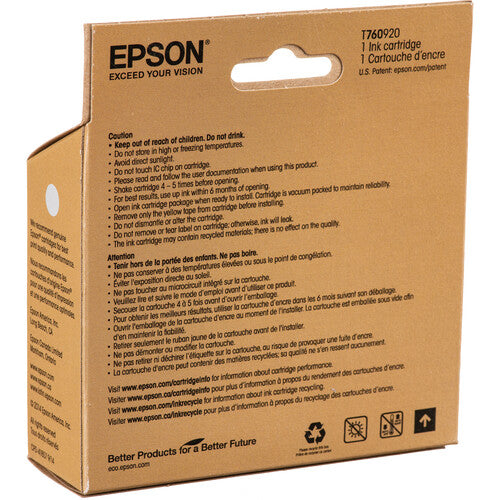 Cartucho de Tinta Epson T760 Light Light Black Ultrachrome HD 25.9 ml para Impresora SureColor P600