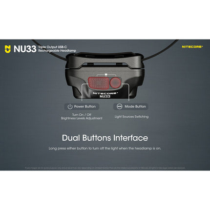 Nitecore NU33 Linterna Frontal LED Recargable 700 Lúmenes IP66 USB-C