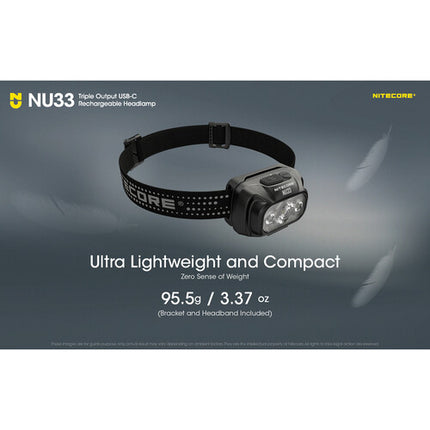 Nitecore NU33 Linterna Frontal LED Recargable 700 Lúmenes IP66 USB-C
