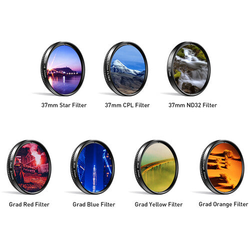 Apexel Kit de Filtros Graduados 7 en 1 para Roscas 37mm con Polarizador y ND32