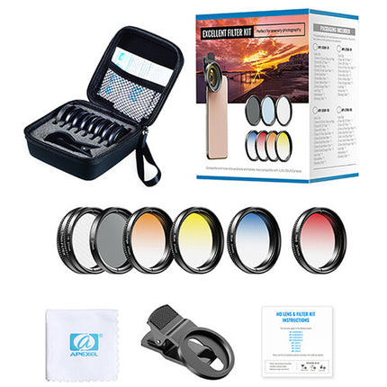 Apexel Kit de Filtros Graduados 7 en 1 para Roscas 37mm con Polarizador y ND32