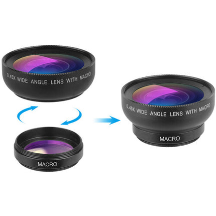 Apexel 0.45x Lente Gran Angular y 12.5x Lente Macro para Teléfonos y Tablets