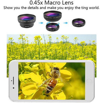 Apexel 0.45x Lente Gran Angular y 12.5x Lente Macro para Teléfonos y Tablets