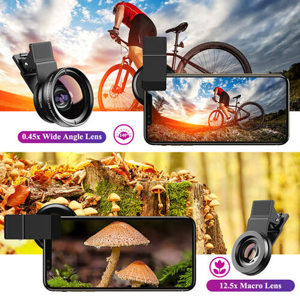 Apexel 0.45x Lente Gran Angular y 12.5x Lente Macro para Teléfonos y Tablets