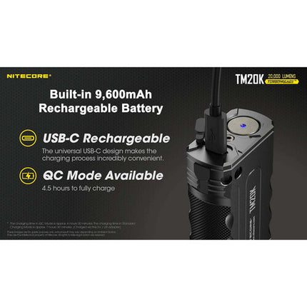 Nitecore TM20K Linterna táctica recargable 20000 lúmenes USB-C IP68
