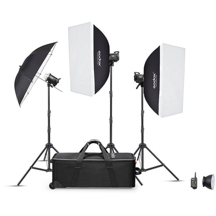 Godox MS300-V Flash de Estudio 3x300Ws Kit 3 Luces con Softboxes y Paraguas