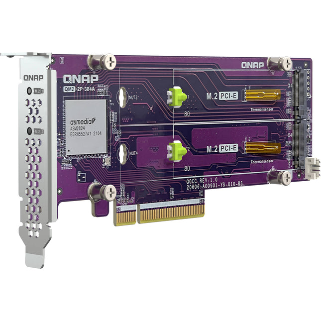 QNAP Dual M.2 22110 2280 PCIe Gen3 x8 tarjeta de expansión SSD NVMe 64 Gb/s con soporte de bracket incluidos