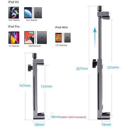XILETU XJ-15 Soporte Universal para Teléfono y Tableta 4.9 a 8.9 Pulgadas Titanio