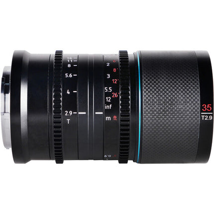 Sirui Saturn 35mm T2.9 Anamórfico para montura E Full Frame de fibra de carbono 82mm