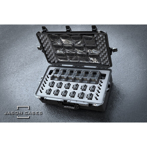 Jason Cases Motorola CP100 Estuche para 12 Radios con Cargador de 12 Puestos y Enchufe Exterior Impermeable