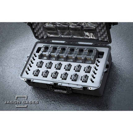 Jason Cases Motorola CP100 Estuche para 12 Radios con Cargador de 12 Puestos y Enchufe Exterior Impermeable