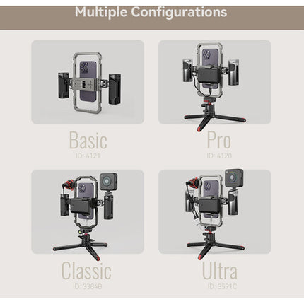 SmallRig All-in-One Kit de Video Básico con Jaula para Smartphone 2.2 a 3.5" y Dos Manijas Laterales