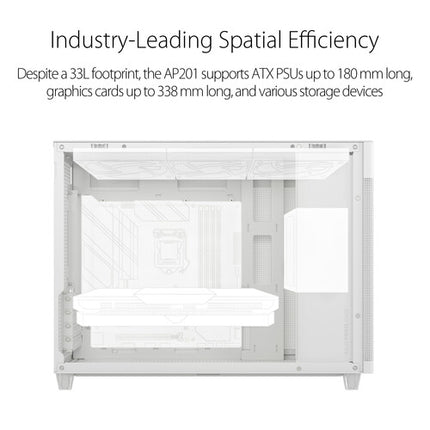 ASUS Prime AP201 Caja Micro-ATX Blanca Con Soporte Para Radiadores 360mm