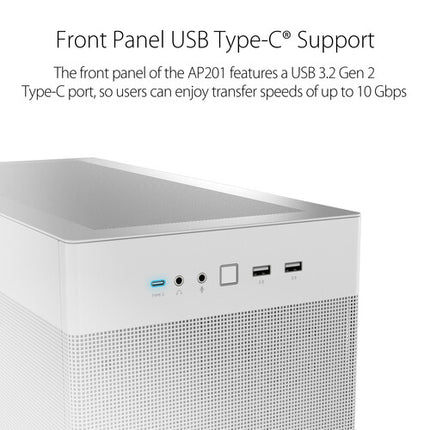 ASUS Prime AP201 Caja Micro-ATX Blanca Con Soporte Para Radiadores 360mm