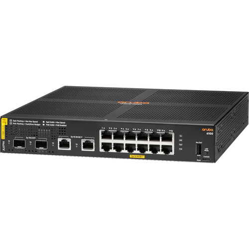 HPE Aruba 6100 Switch de Red Gestionado 12 Puertos PoE+ 139W Capacidad 68Gbps