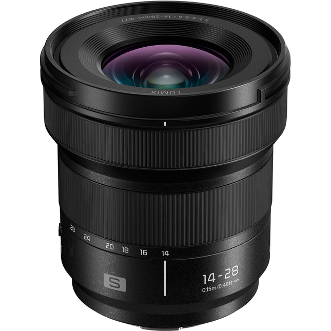 Panasonic LUMIX S 14-28mm f4-5.6 MACRO objetivo Full Frame distancia mínima de enfoque 5.9 pulgadas con parasol y tapas