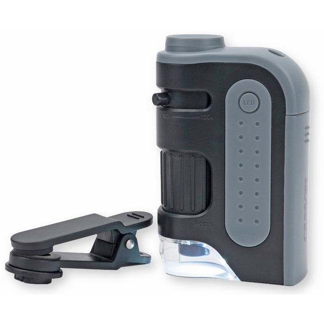 Carson MicroBrite Pro Microscopio de Bolsillo 60-120x con LED y Adaptador para Smartphone