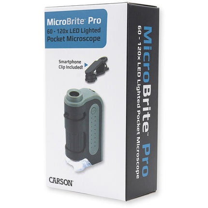 Carson MicroBrite Pro Microscopio de Bolsillo 60-120x con LED y Adaptador para Smartphone