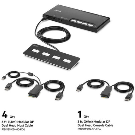 Belkin 4-Port KVM Switch Modular DisplayPort Dual Head 3840x2160 30Hz