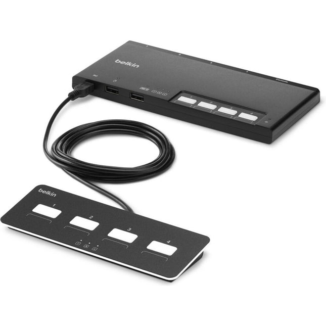 Belkin Switch KM Seguro Modular 4 Puertos 4 Hosts 2 USB con Control Remoto