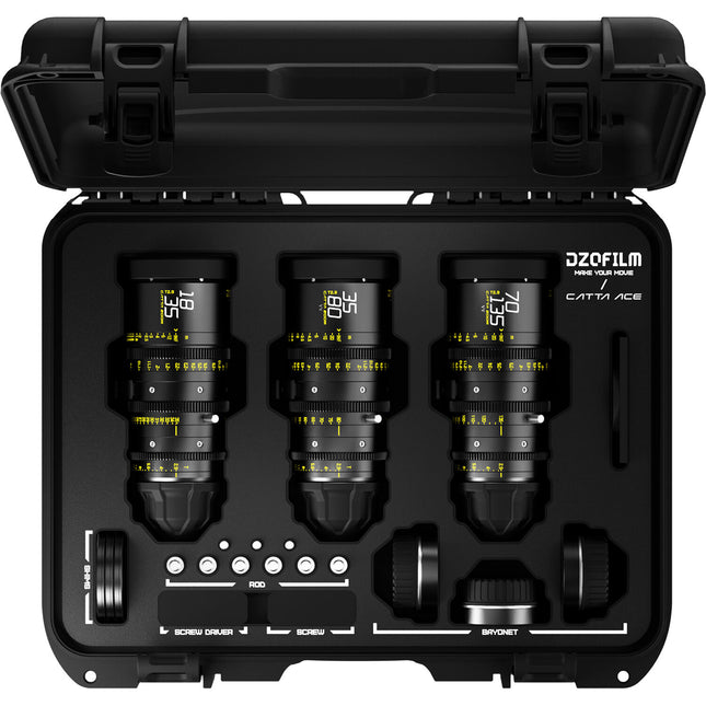 DZOFilm Catta Ace FF Kit de 3 Lentes de Zoom Cine PL EF T2.9 18-135mm