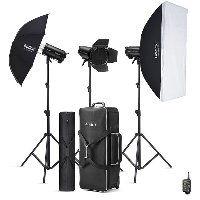 Godox QT400IIIM Flash de Estudio Monolight Kit 3x400Ws Softbox Parasol 40"