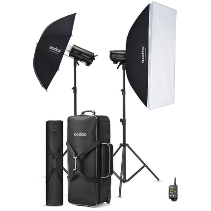 Godox QT600IIIM Flash de Estudio 2 x 600Ws Kit con Softbox Paraguas y Soportes