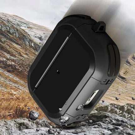 Sahara Case Armor Series Funda para Apple AirPods Pro 2 Negro TPU reforzado y clip carabinero