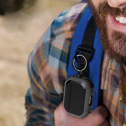 Sahara Case Armor Series Funda para Apple AirPods Pro 2 Negro TPU reforzado y clip carabinero