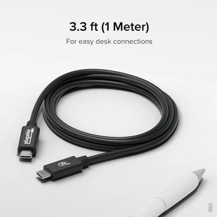 Plugable USB4 Cable USB-C Macho EPR 3.3 Pies 40 Gb/s 240W 8K