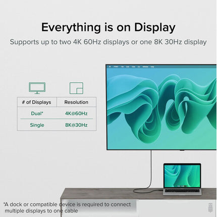 Plugable USB4 Cable USB-C Macho EPR 3.3 Pies 40 Gb/s 240W 8K