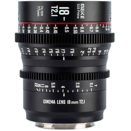 Meike 18mm T2.1 Lente Prime Cine Super35 Apertura Rápida PL Mount
