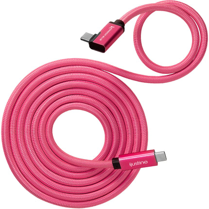 Kondor Blue iJustine Cable USB-C 3.2 Gen 2 6 pies Ángulo Recto Rosa