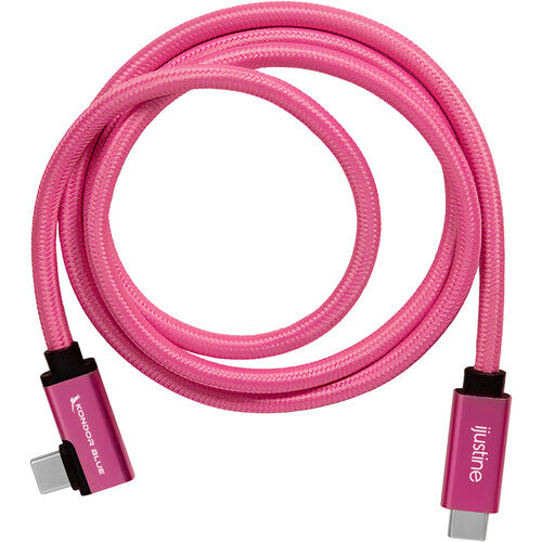 Kondor Blue iJustine Cable USB-C 3.2 Gen 2 Ángulo Derecho 3 Pies Rosa 10 Gb s 100W