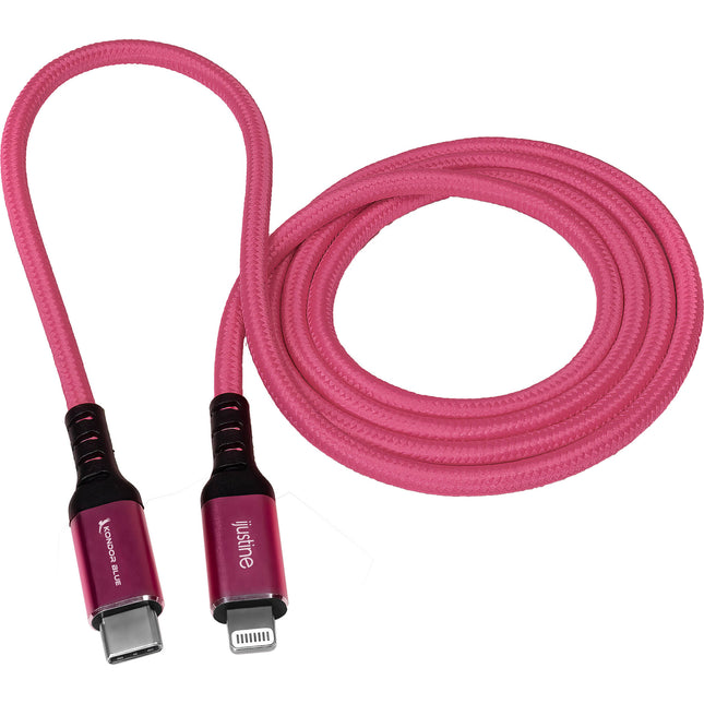 Kondor Blue iJustine Cable Lightning a USB-C 3.3 pies 30W Rosa Nylon