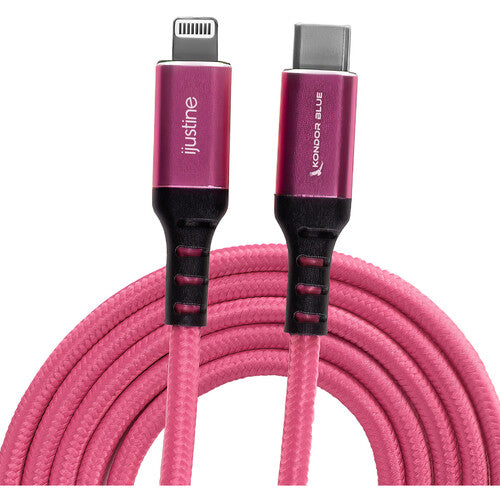 Kondor Blue iJustine Cable Lightning a USB-C 3.3 pies 30W Rosa Nylon