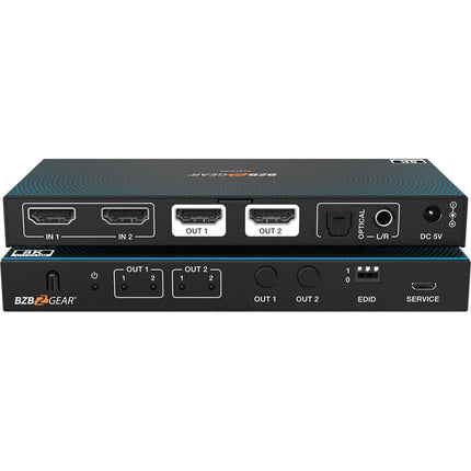 BZBGEAR Matriz HDMI 2x2 8K60 HDMI 2.1 con De-Embedder de Audio y Control IR