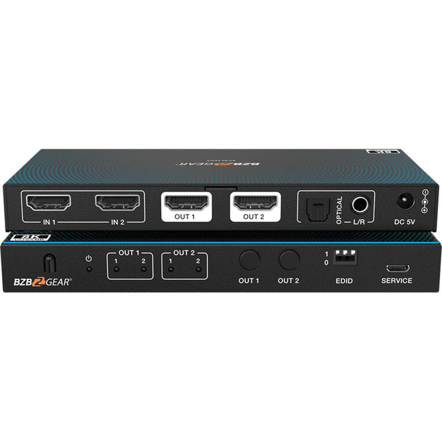 BZBGEAR Matriz HDMI 2x2 8K60 HDMI 2.1 con De-Embedder de Audio y Control IR