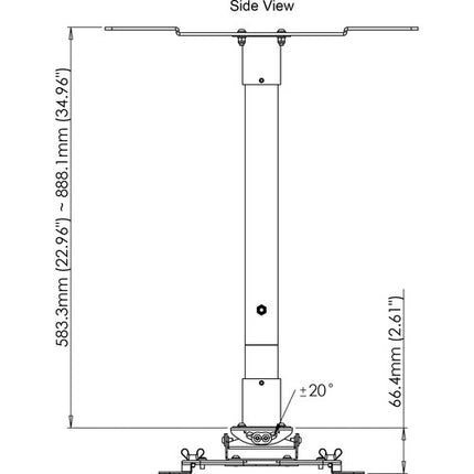 Video Mount Products PM-LP Soporte para proyector perfil bajo plateado 75 lbs 2.6 pulgadas