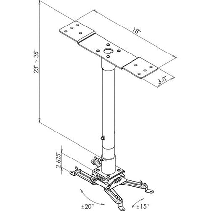 Video Mount Products PM-LP Soporte para proyector perfil bajo plateado 75 lbs 2.6 pulgadas