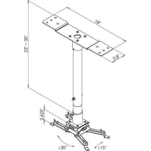 Video Mount Products PM-LP Soporte para proyector perfil bajo plateado 75 lbs 2.6 pulgadas