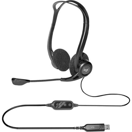 Logitech 960 Auriculares USB con Micrófono Antirruido Control de Volumen y Micrófono Ajustable