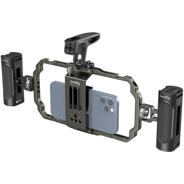 SmallRig Universal Mobile Phone Video Rig Kit para teléfonos 2.3 a 3.4 pulgadas con asas y cage