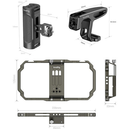 SmallRig Universal Mobile Phone Video Rig Kit para teléfonos 2.3 a 3.4 pulgadas con asas y cage