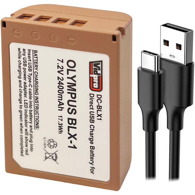 Vidpro BLX-1 Batería para Cámara Mirrorless OM-1 7.2V 2400mAh USB-C