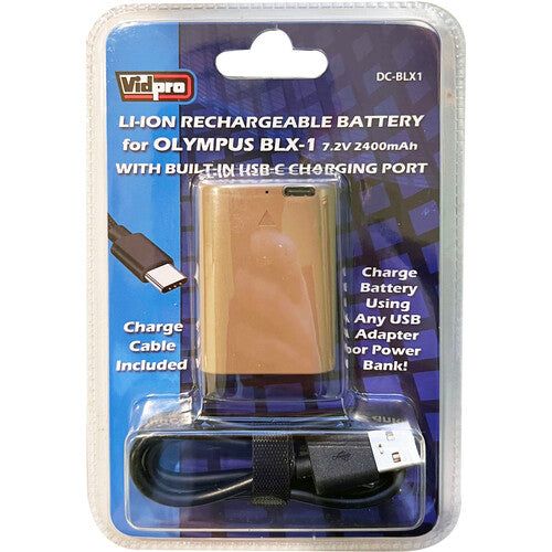 Vidpro BLX-1 Batería para Cámara Mirrorless OM-1 7.2V 2400mAh USB-C