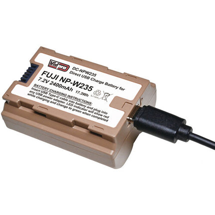 Vidpro NP-W235 Batería 7.2V 2400mAh con Carga USB-C para FUJIFILM X-T5 Más Cable 24"